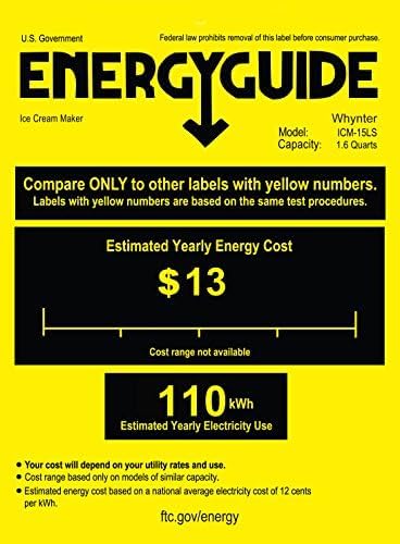 Whynter Ice Cream Maker Machine Automatic 2.1 Qt with Built-in Compressor, LCD Digital Display & Timer, No Pre-Freezing, ICM-200LS, Stainless Steel