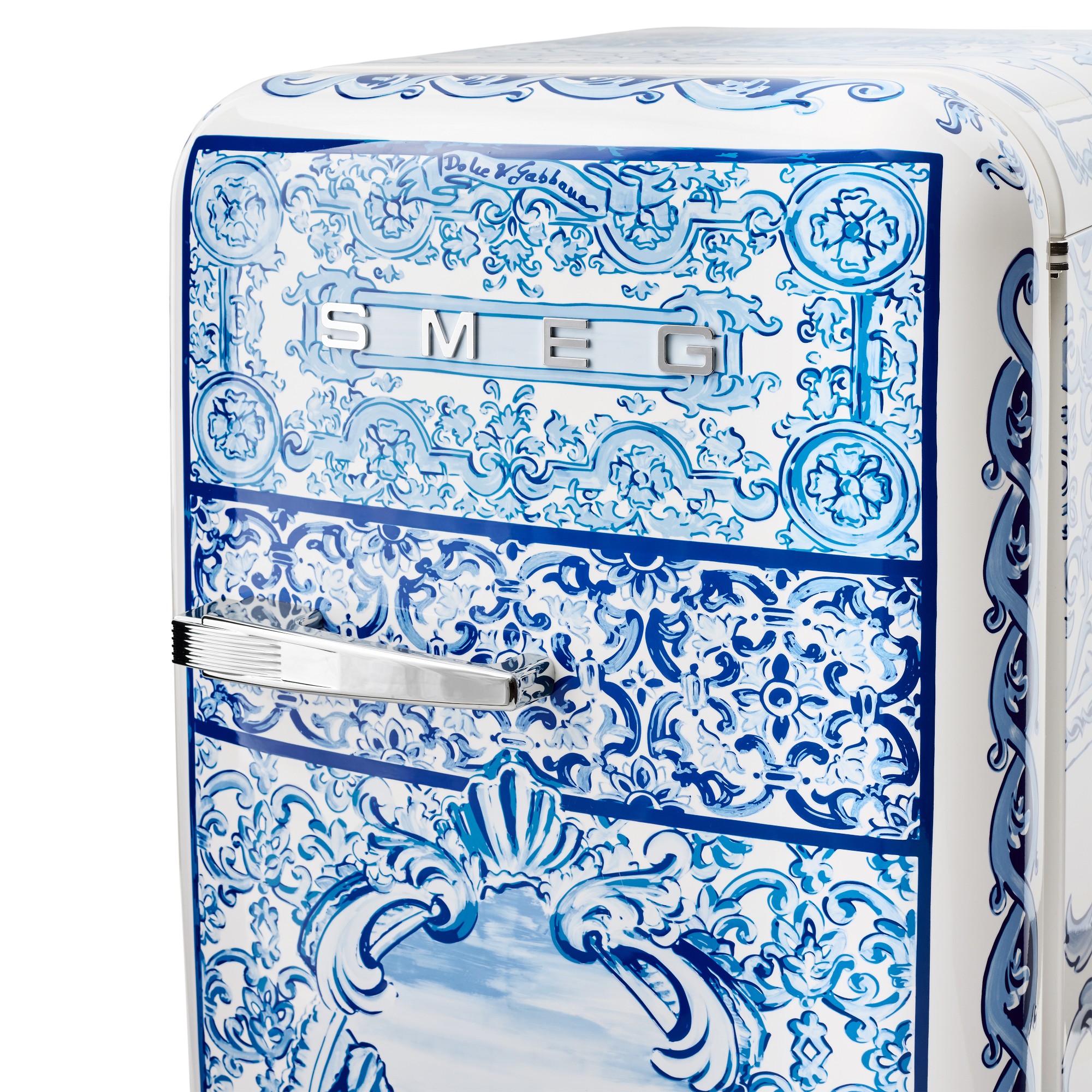 SMEG Dolce & Gabbana Fab 5 Refrigerator, Blu Mediterraneo