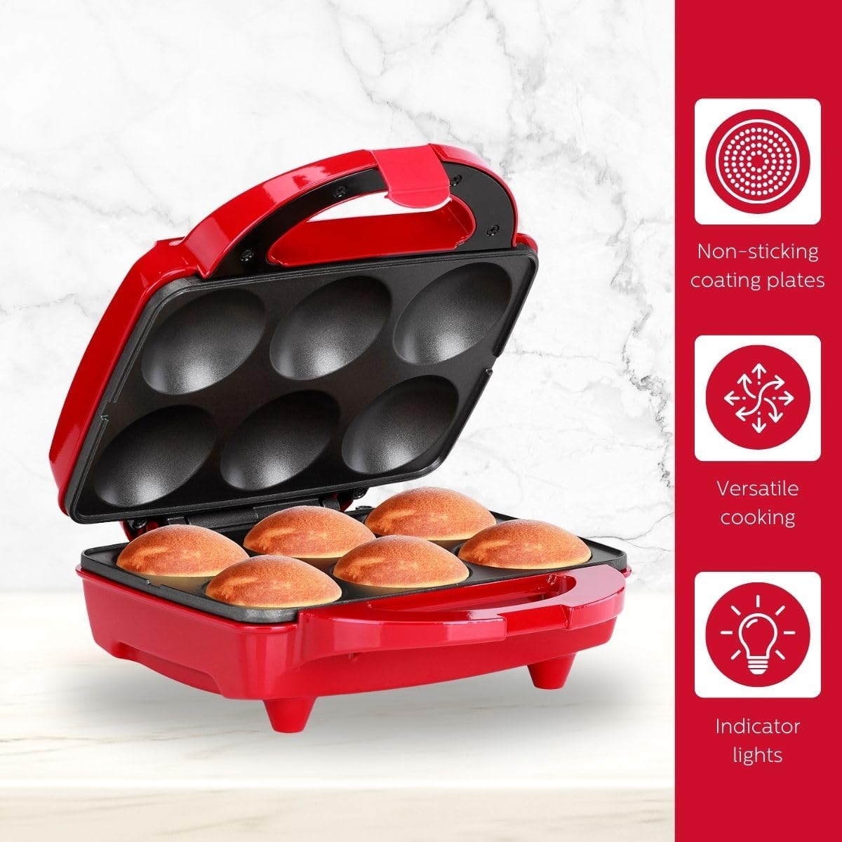 Holstein Housewares Non-Stick Cupcake Maker, Teal - Makes 6 Cupcakes, Muffins, Cinnamon Buns - Birthdays, Holidays, and More