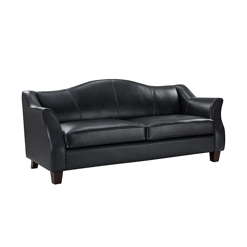 Hugo Traditional Style Curved Genuine Leather Elegant Sofa