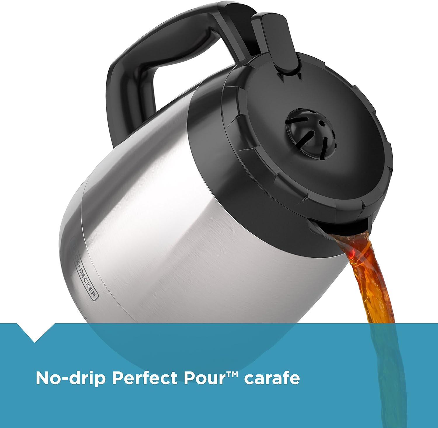 BLACK+DECKER 12 Cup Thermal Programmable Coffee Maker with Brew Strength and VORTEX Technology, Black/Steel