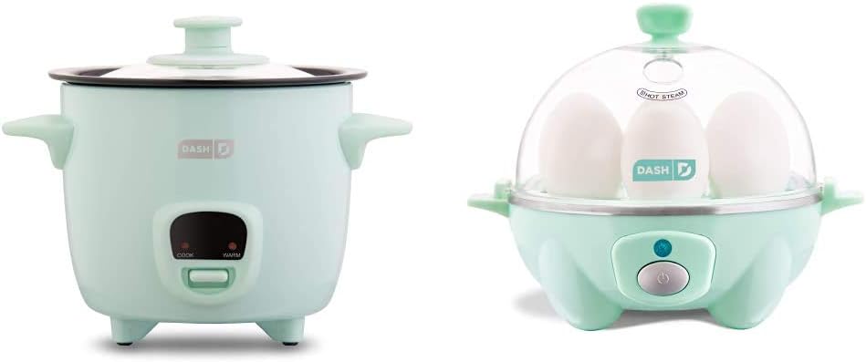 DASH Mini Rice Cooker Steamer with Removable Nonstick Pot, Keep Warm Function & Recipe Guide, .5 Quart, for Soups, Stews, Grains & Oatmeal - Aqua