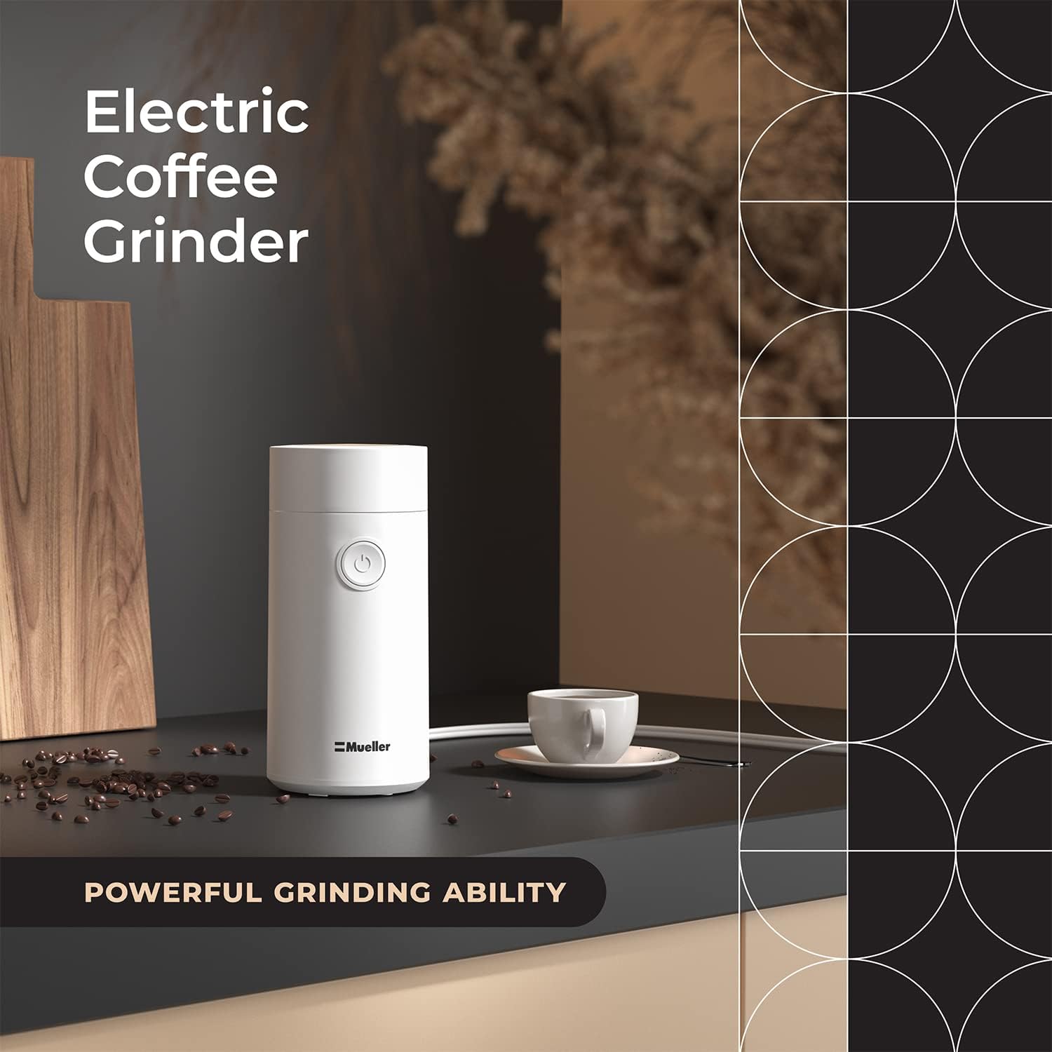 MuellerLiving HyperGrind Precision Electric Spice/Coffee Grinder Mill with Large Grinding Capacity and Powerful Motor also for Spices, Herbs, Nuts, Grains, Grey