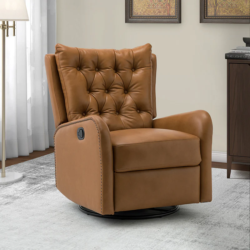 Francisco Genuine Leather Manual Swivel Recliner