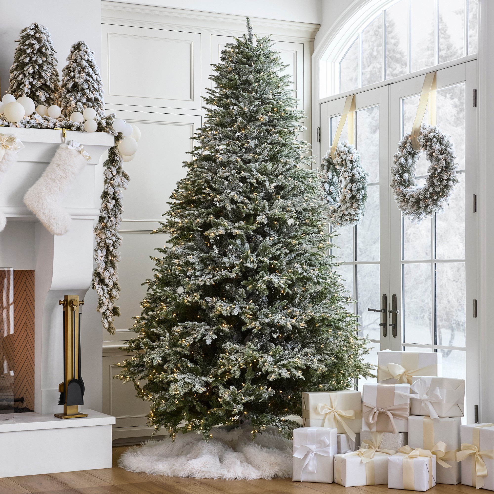 Jeff Leatham x Williams Sonoma Winter White Faux Tabletop Tree with Twinkle Lights