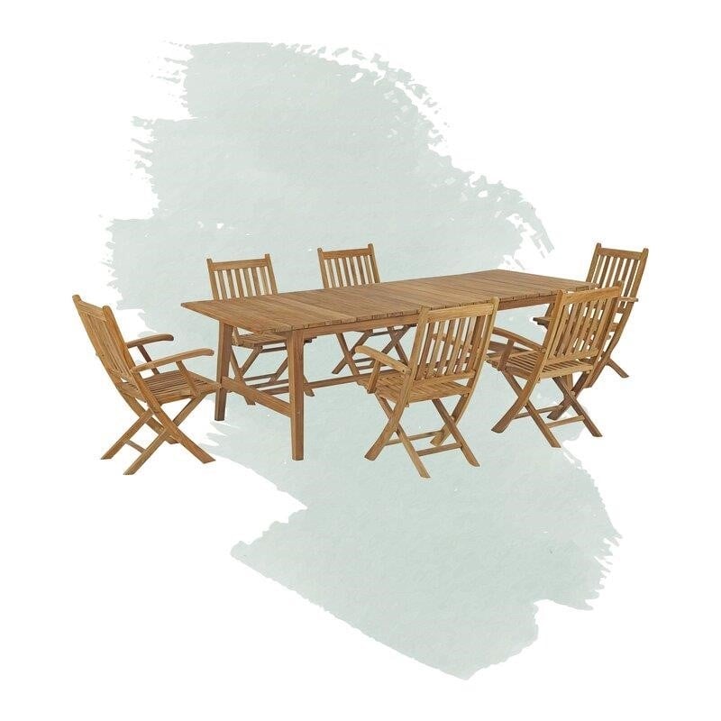 Sidney Rectangular 6 - Person 98.5'' Long Teak Dining Set