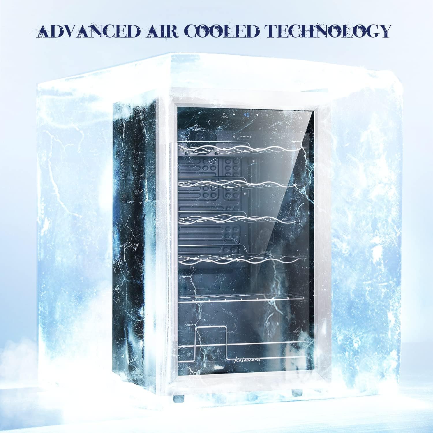 Kalamera 24 inch Wine Cooler, 46 Bottle - Dual Zone Built-in or Freestanding Fridge with Stainless Steel Reversible Glass Door, for Home, Kitchen, or Office.