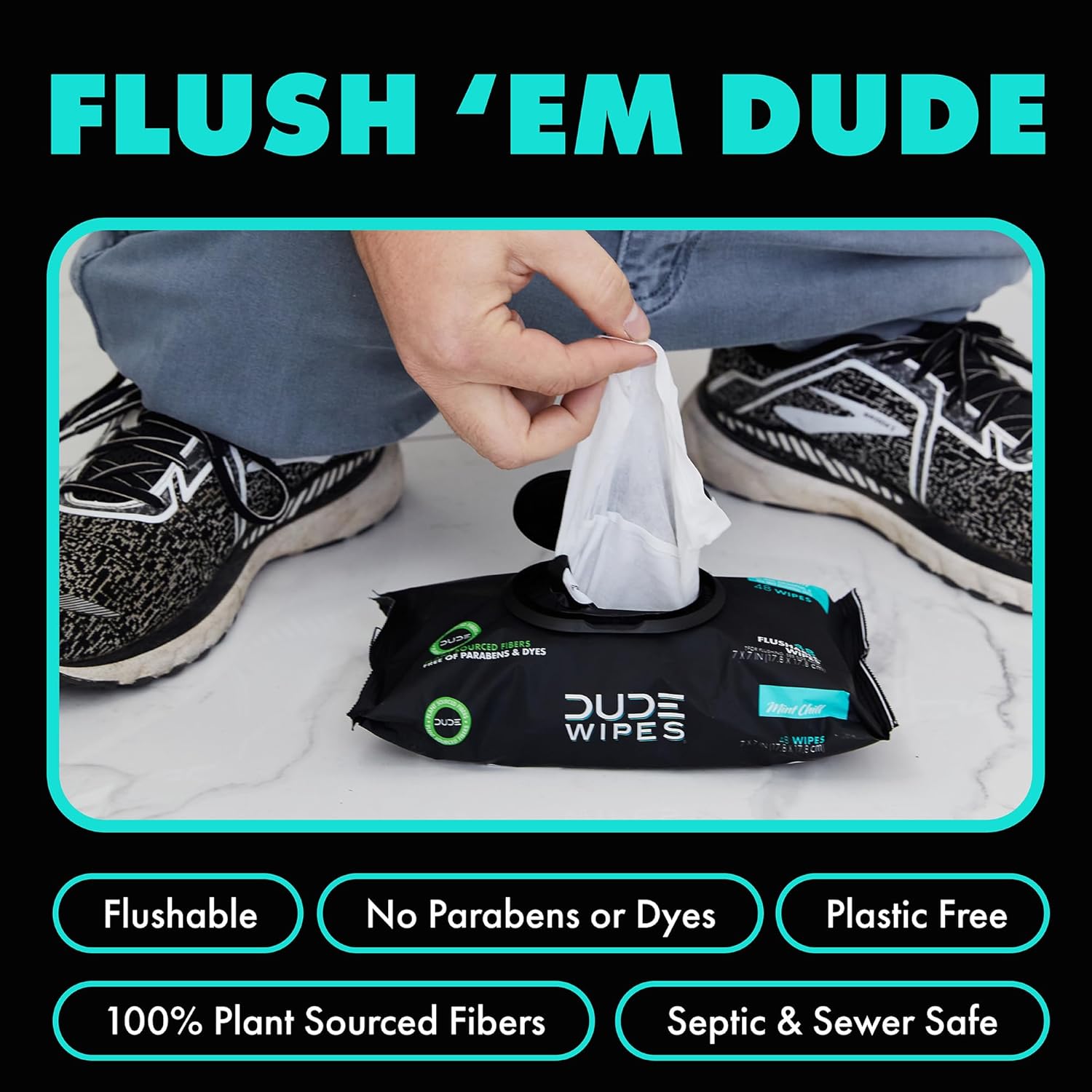 DUDE Wipes - Flushable Wipes with DUDE Bombs Toilet Spray - 18 Pack, 864 Wipes + 1 Spray Bottle - Unscented Extra-Large Adult Wet Wipes with Vitamin-E & Aloe - Forest Fresh Stank Eliminator