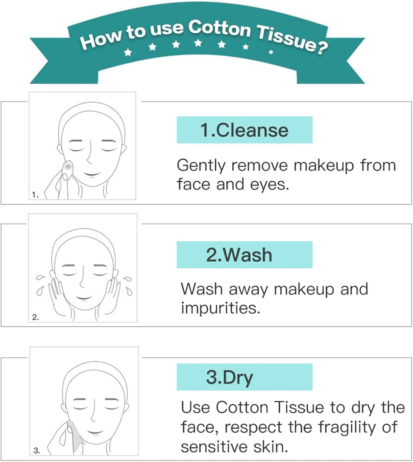 Winner Soft Face Towels - 100% USA Cotton Dry Wipes, 600 Count Unscented Cotton Tissues for Sensitive Skin, OEKO-TEX Certified Face Towelettes Disposable, Makeup Remover Facial Towels, 6 Pack