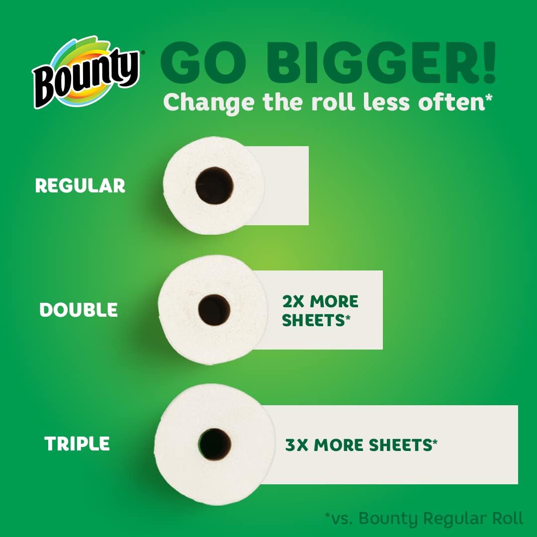 Bounty Quick Size Paper Towels, White, 8 Family Rolls = 20 Regular Rolls