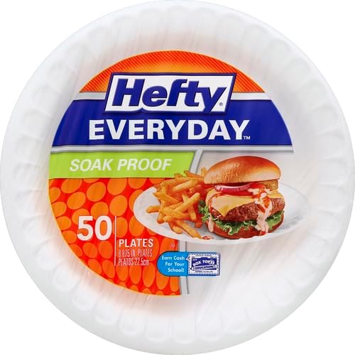 Hefty Everyday 9 Inch Foam Plates, White, 45 Count (Pack of 1)