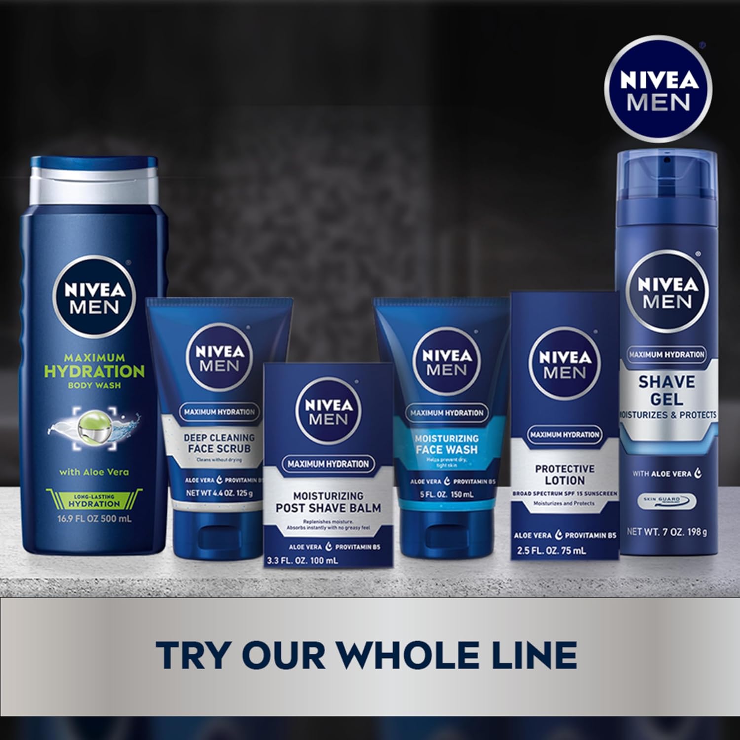 NIVEA MEN Maximum Hydration Body Wash with Aloe Vera, Long-Lasting Hydrating Body Wash for Men, 3 Pack of 16.9 Fl Oz Bottles