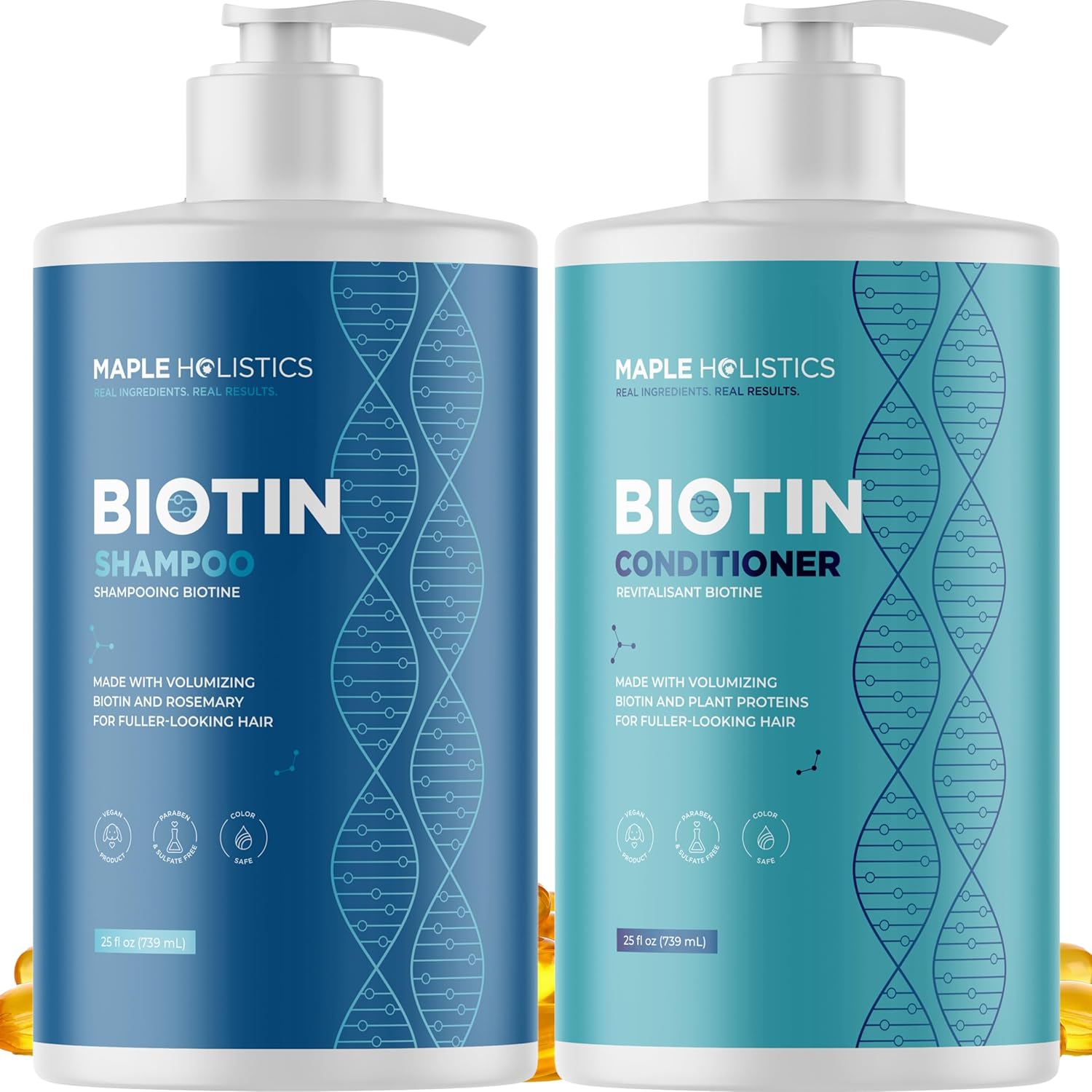 Volumizing Biotin Shampoo and Conditioner Set - Sulfate Free Shampoo and Conditioner for Dry Damaged Hair Care - Thinning Hair Shampoo and Conditioner with Nourishing Biotin and Rosemary Oil (8oz)