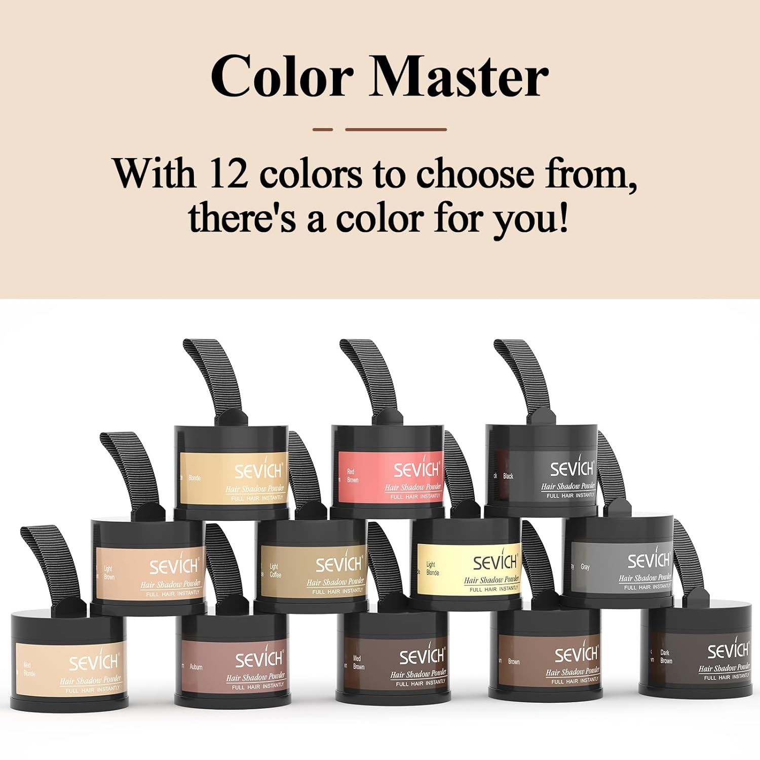 Sevich Hairline Powder，Instantly Conceals Hair Loss, Root Touch up Powder, Hair Shadow Toppers for Women & Men, Touch Up for Thinning Gray Hair, Windproof & Sweatproof, Dark Brown