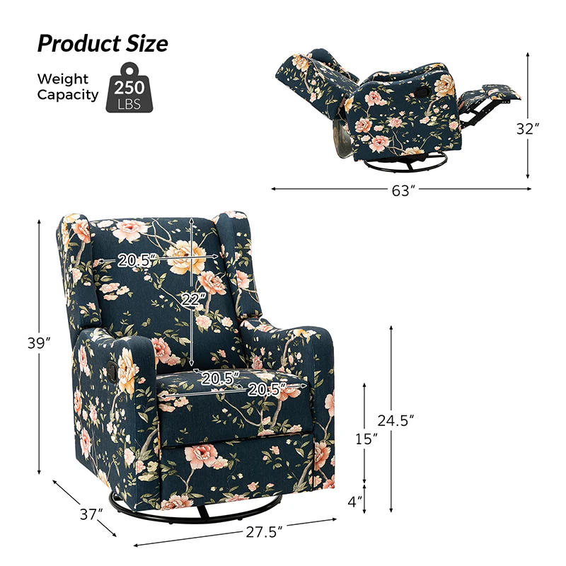 Damian Manual Swivel Glider Recliner