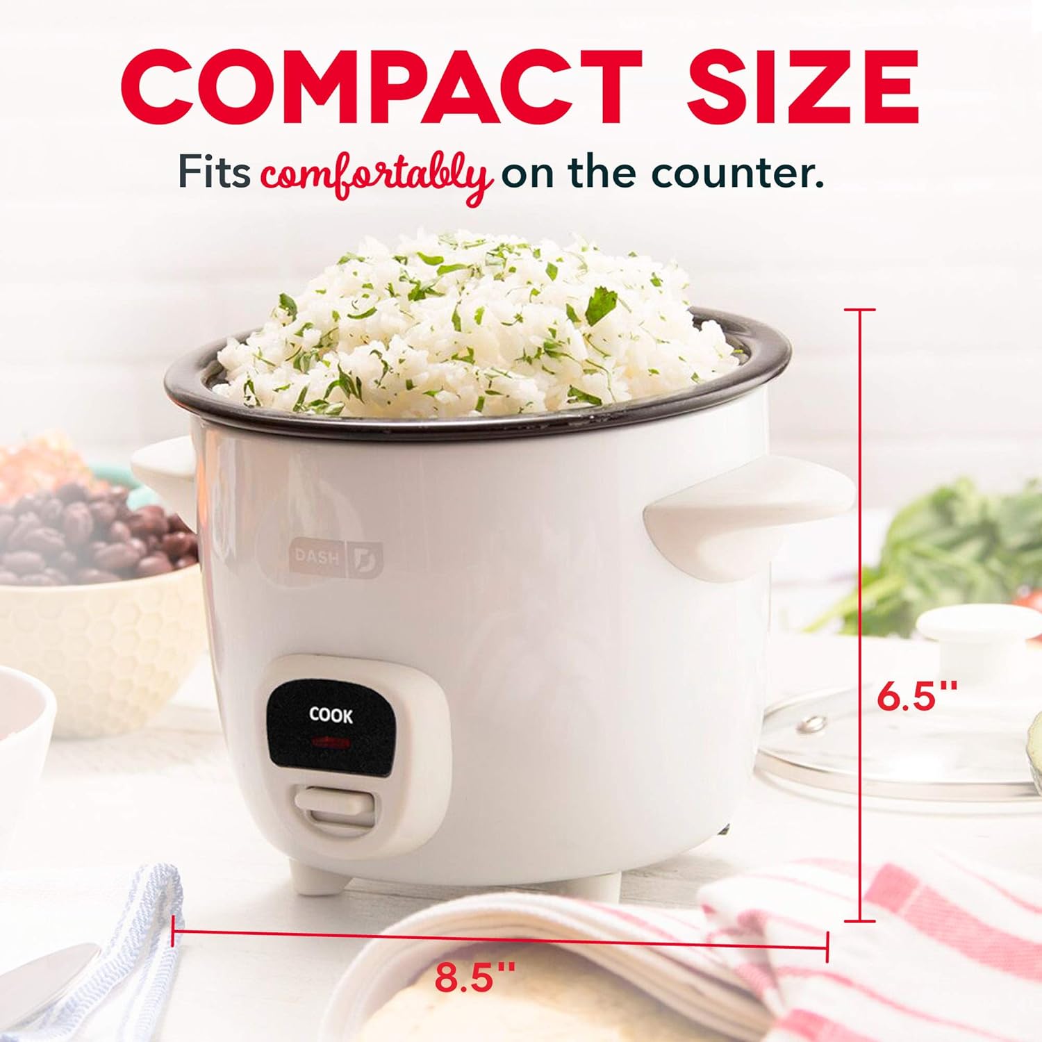 DASH Mini Rice Cooker Steamer with Removable Nonstick Pot, Keep Warm Function & Recipe Guide, .5 Quart, for Soups, Stews, Grains & Oatmeal - Aqua