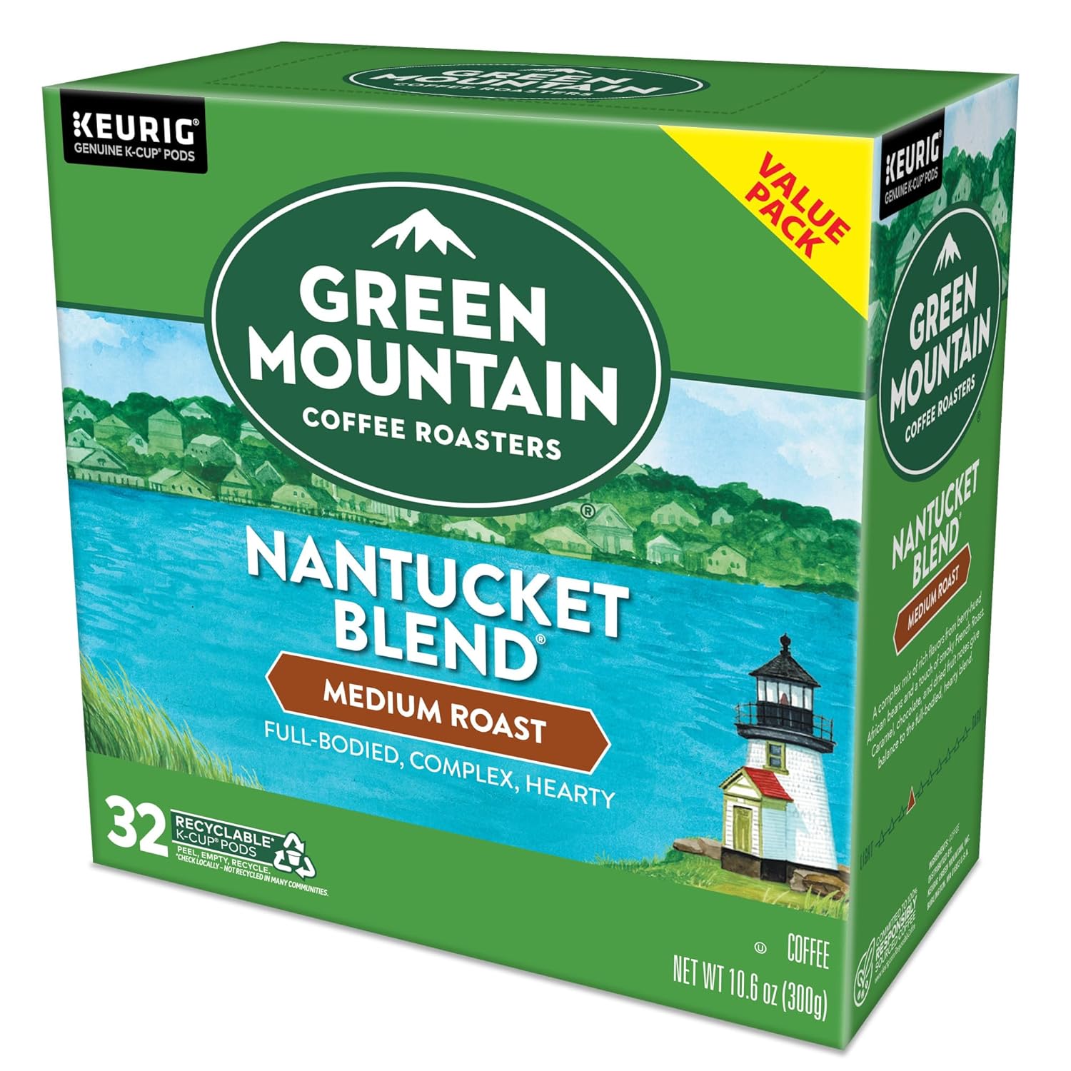 Green Mountain Coffee Roasters Half Caff Keurig Single-Serve K-Cup pods, Medium Roast Coffee, 72 Count (6 Packs of 12)