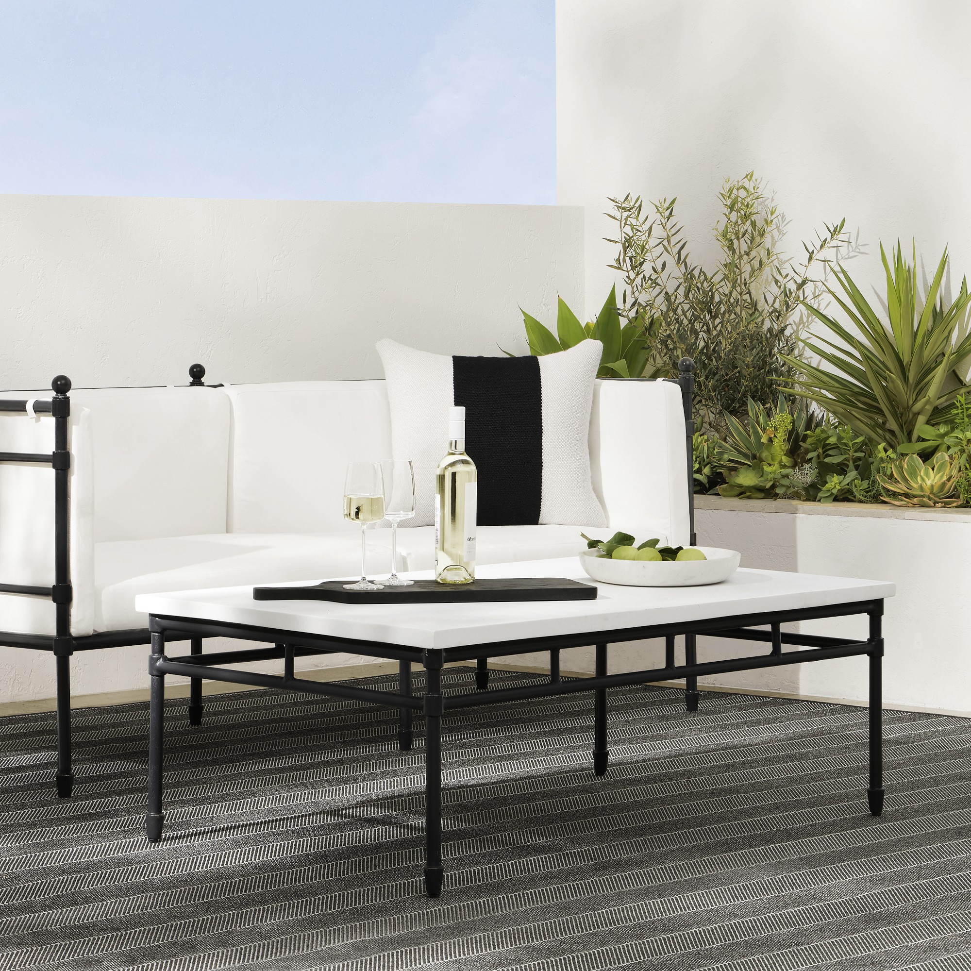 Calistoga Outdoor Fiberstone Rectangular Coffee Table (48