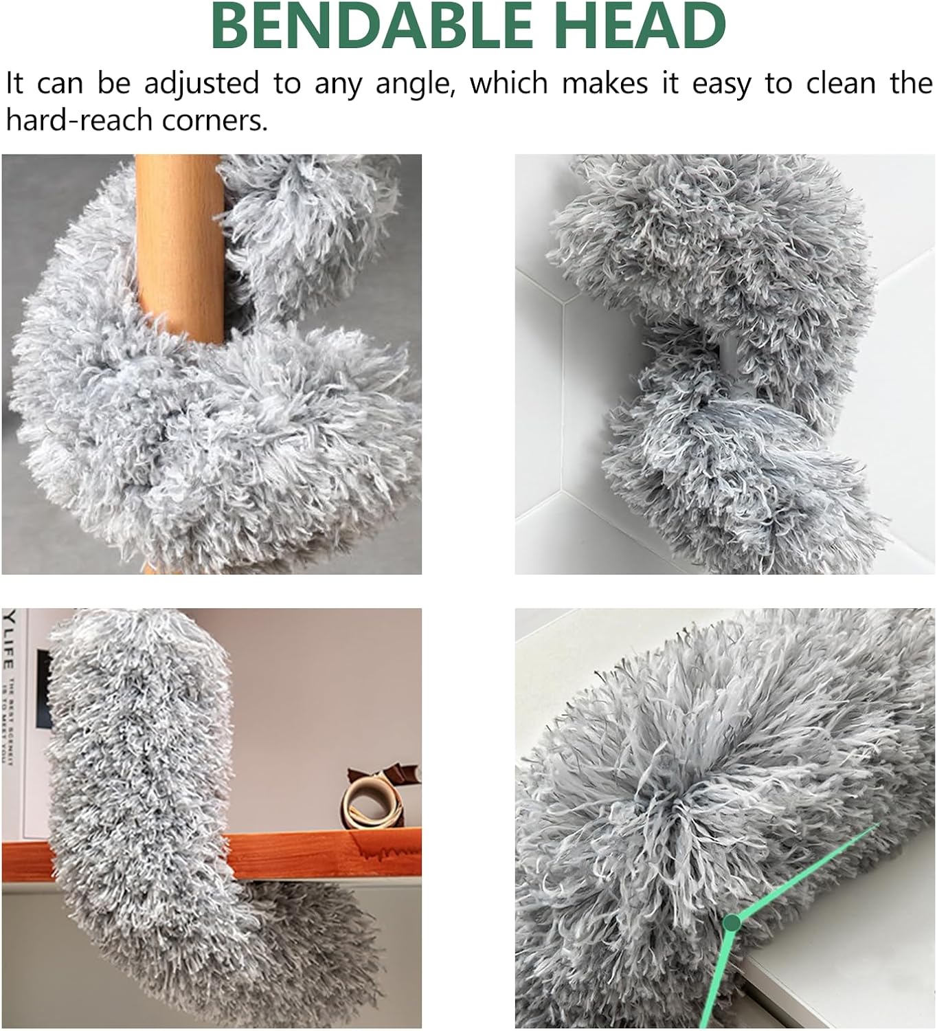 SetSail Extra-Long Dusters with Extension Pole 100-inch for Cleaning, Bendable Microfiber Head Washable Ceiling Fan Duster for High Ceilings, Furniture