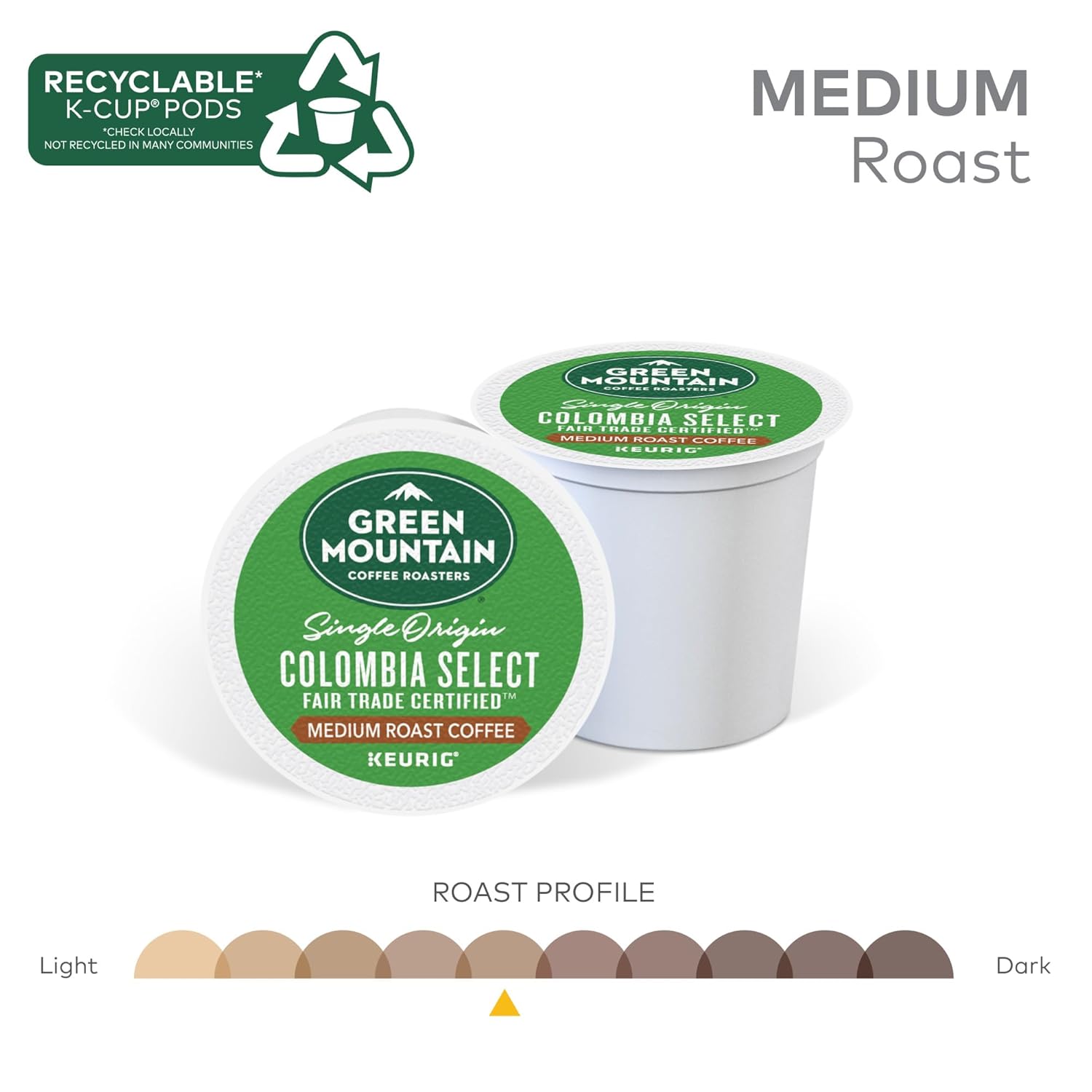 Green Mountain Coffee Roasters Half Caff Keurig Single-Serve K-Cup pods, Medium Roast Coffee, 72 Count (6 Packs of 12)