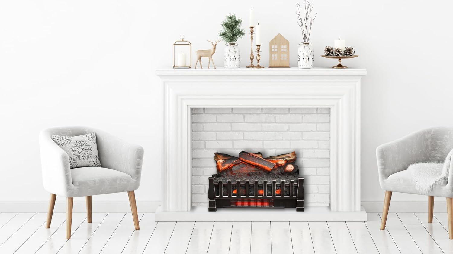 duraflame Electric Log Set 400 Sq Ft Heater, Faux Logs Insert with Lifelike Flames for Existing Fireplaces, Remote Control Included