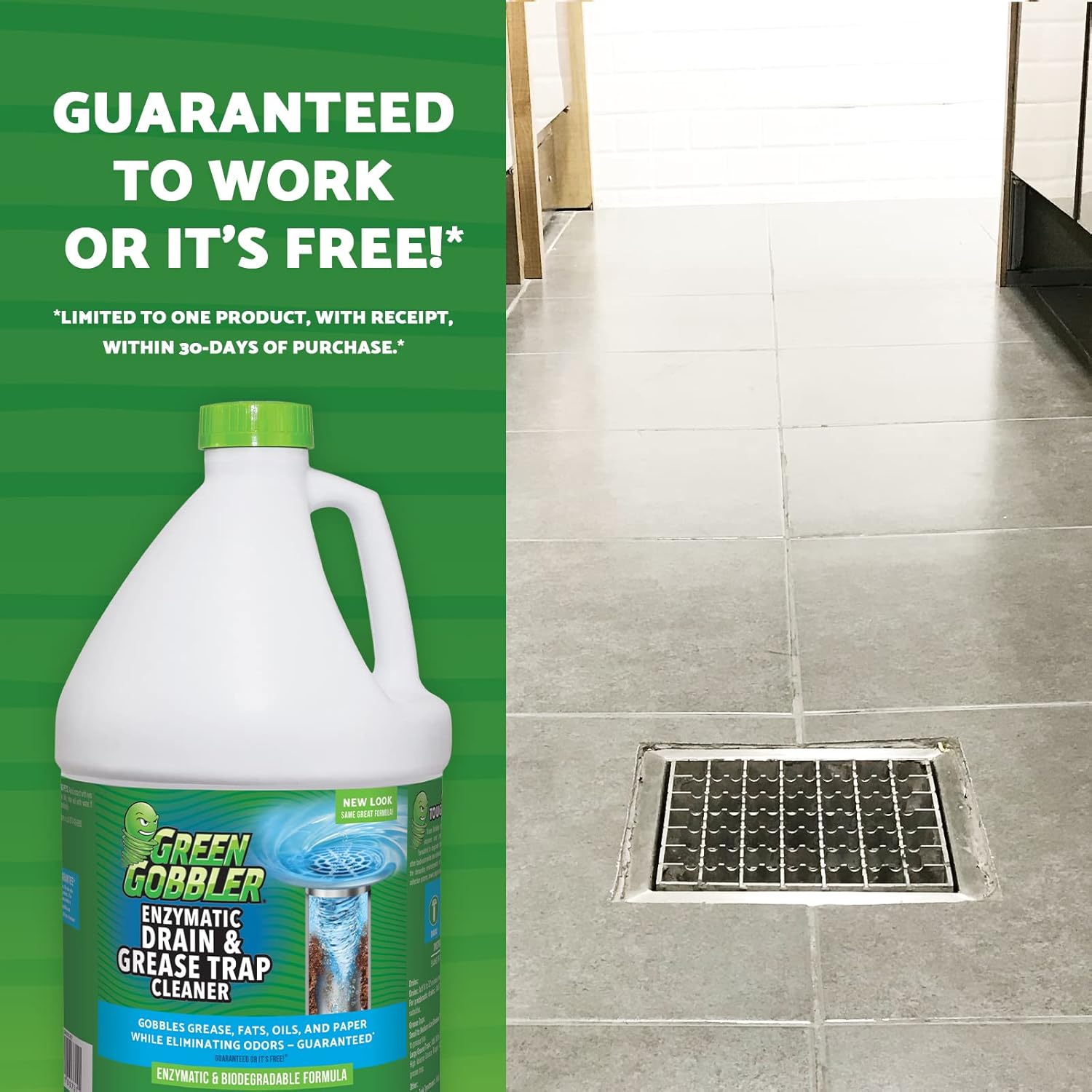 Green Gobbler Enzyme Drain Cleaner | Controls Foul Odors & Breaks Down Grease, Paper, Fat & Oil in Sewer Lines, Septic Tanks & Grease Traps | 1 Gallon