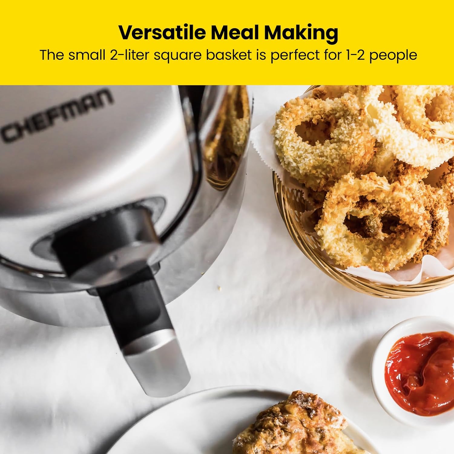 CHEFMAN 2 Qt Mini Air Fryer – Digital Space-Saving Compact Air Fryer with Nonstick and Dishwasher Safe Basket, Quick & Easy Meals in Minutes, Features Digital Timer and Shake Reminder – Grey