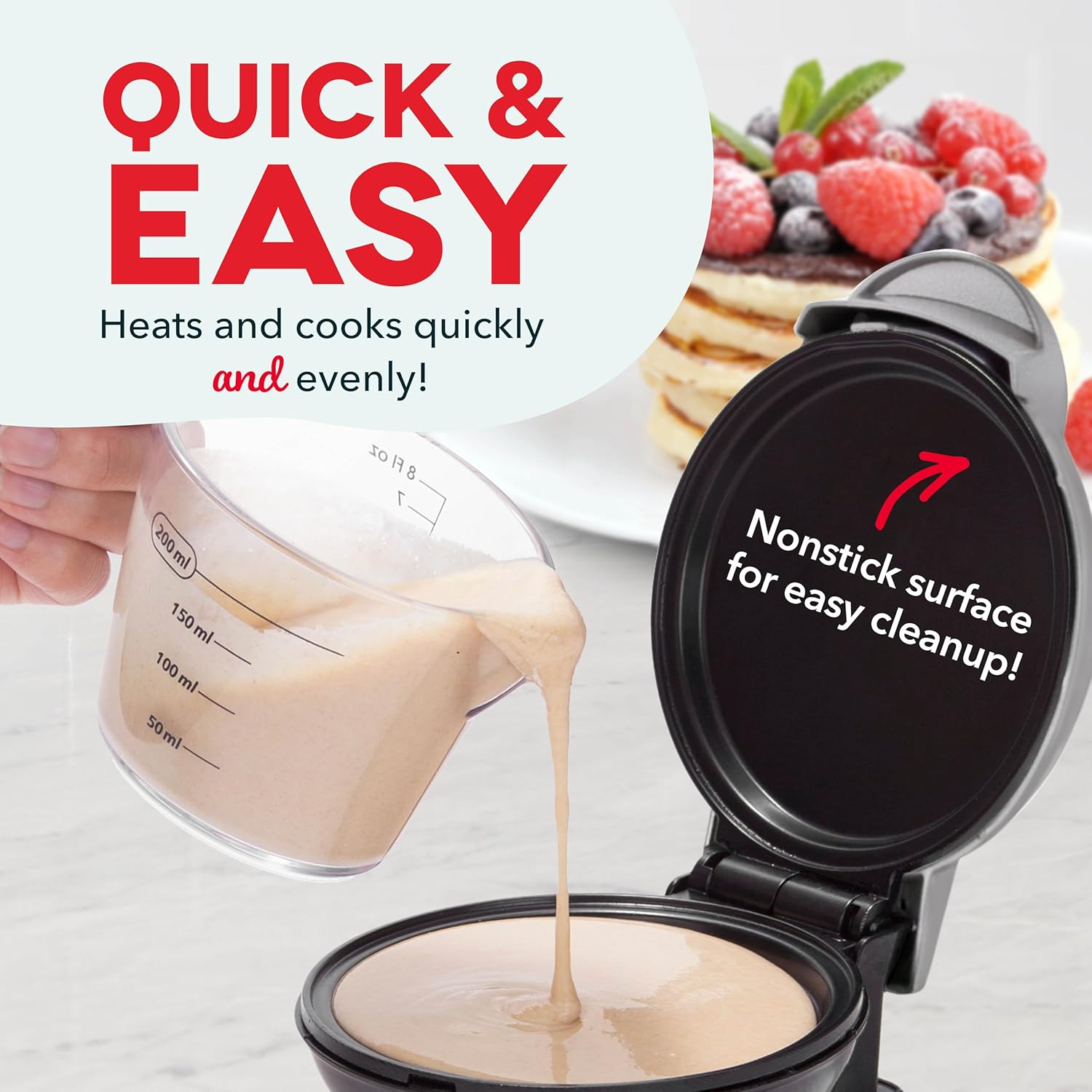 DASH Mini Maker Electric Round Griddle for Individual Pancakes, Cookies, Eggs & other on the go Breakfast, Lunch & Snacks with Indicator Light + Included Recipe Book - Aqua,4 Inch