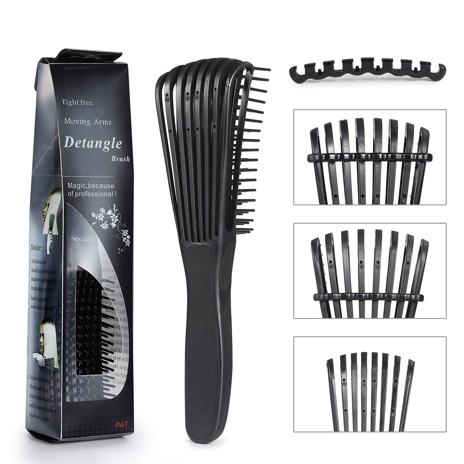 BESTOOL Hair Brush, Detangling Brush for Natural Black and Curly Hair (Pink, Afro 3/4abc), Ideal for Wet or Dry Hair