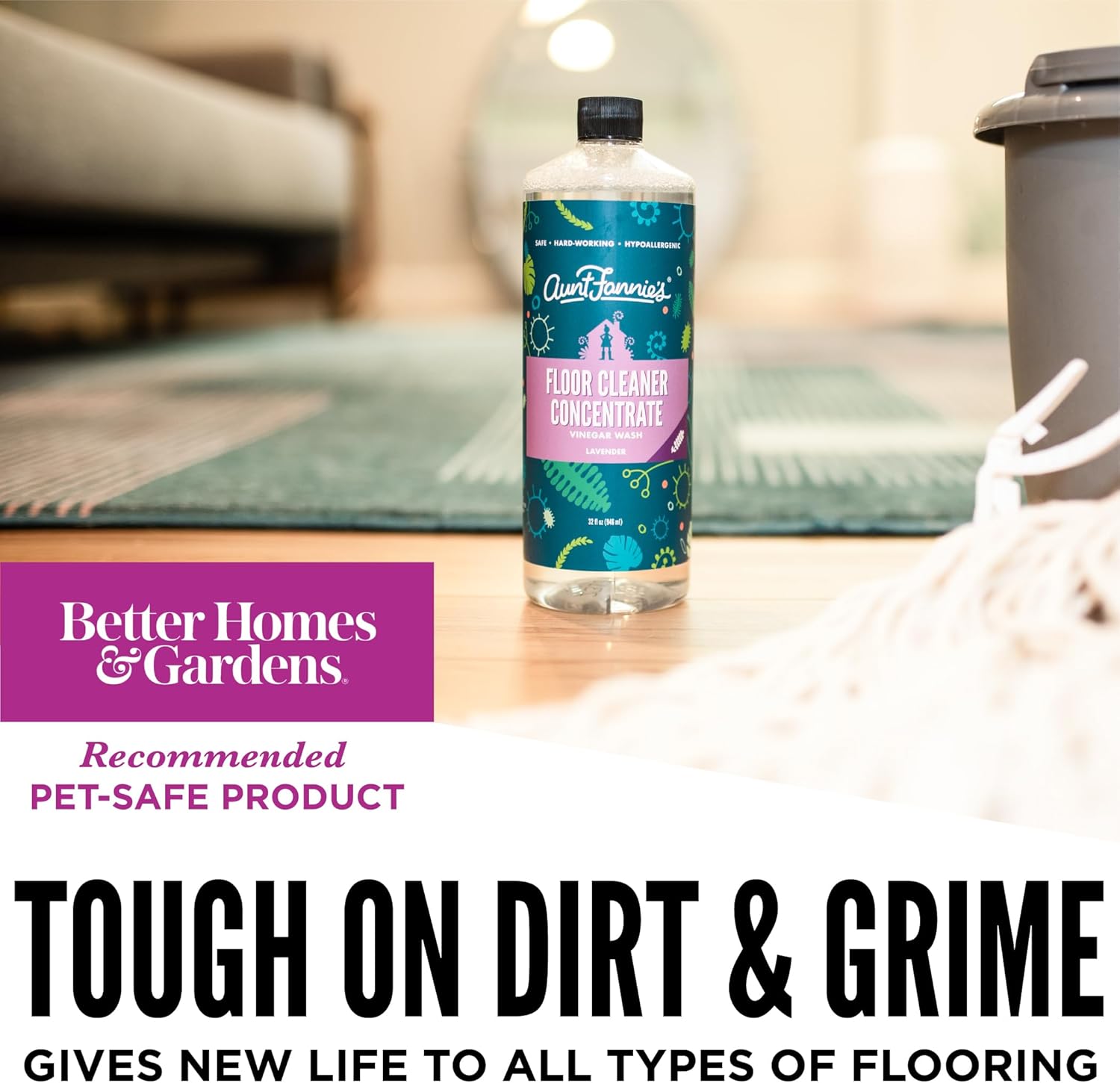 Aunt Fannie's Ultra Concentrated Floor Cleaner Vinegar Wash, Multi-Surface Floor Cleaner For Mopping, Makes 16 Gallons, Eucalyptus Scent, 32 oz. (Pack of 1), Packaging May Vary