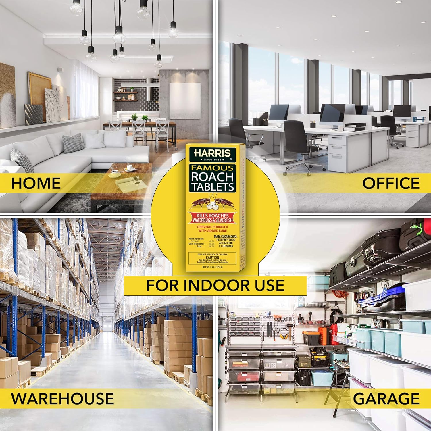 Harris Roach Tablets, Boric Acid Roach Killer with Lure for Insects (4oz, 96 Tablets)