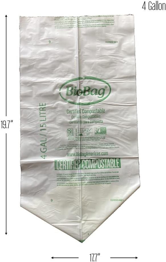 BioBag (USA), The Original Compostable Bag, 2.6 Gallon, 100 Total Count, 100% Certified Compostable Kitchen Food Scrap Bags, Kitchen Compost Bin Compatible