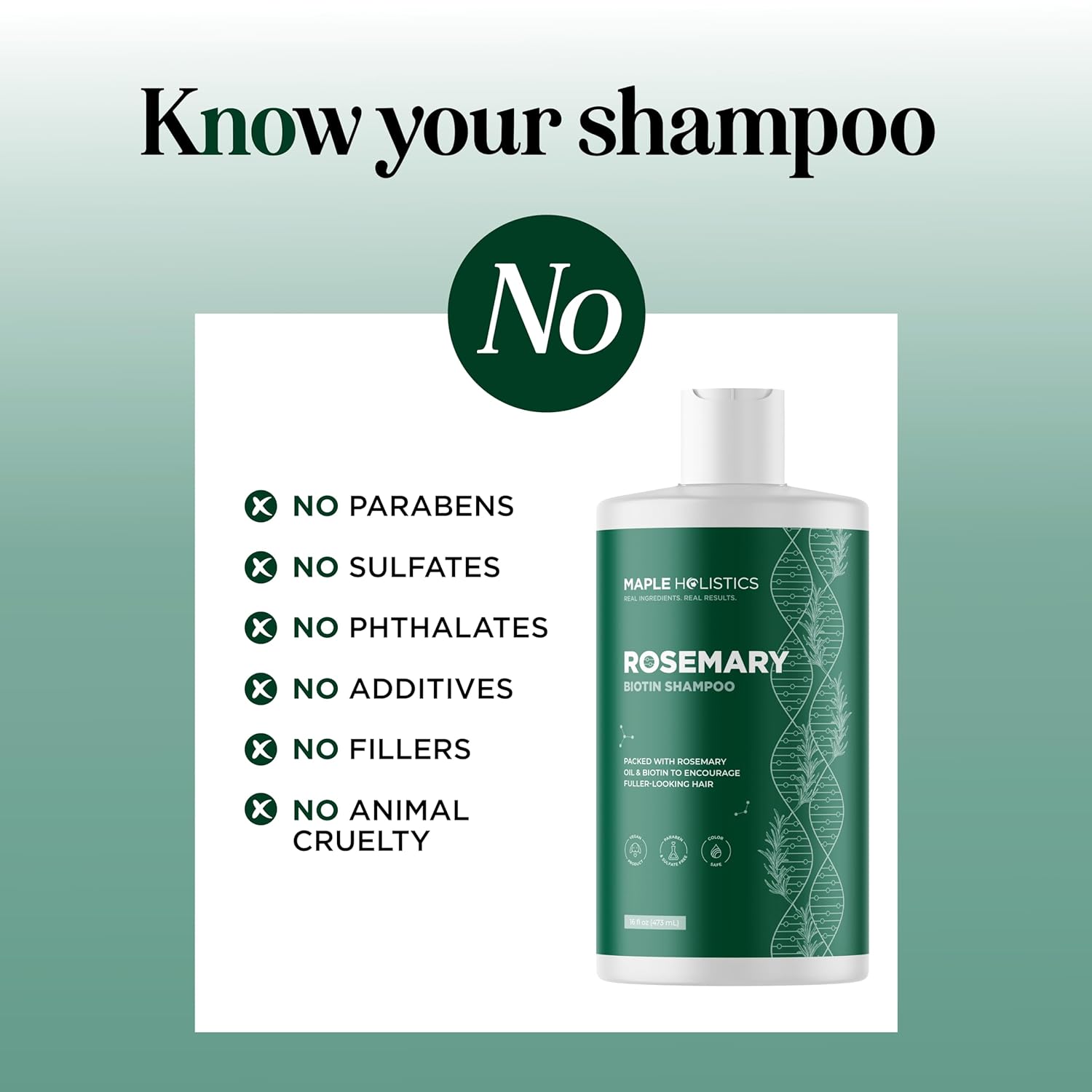 Rosemary and Biotin Shampoo for Thinning Hair - Vegan Volumizing Shampoo for Fine Hair with Argan and Tea Tree Oil - Paraben Silicone and Sulfate Free Shampoo for Dry Damaged Weak and Thin Hair Care