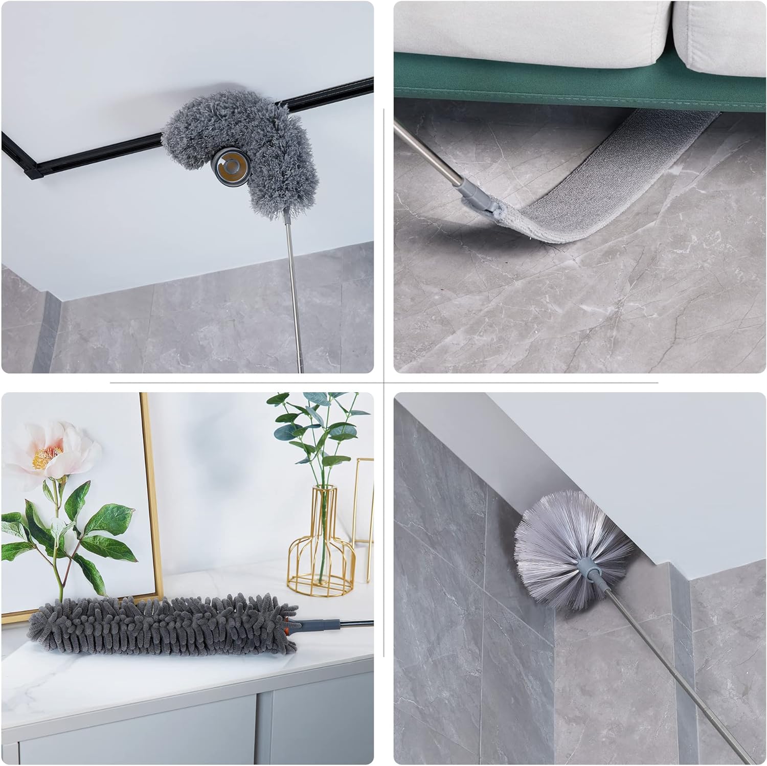 BOOMJOY Microfiber Feather Duster with Extendable Pole, 100