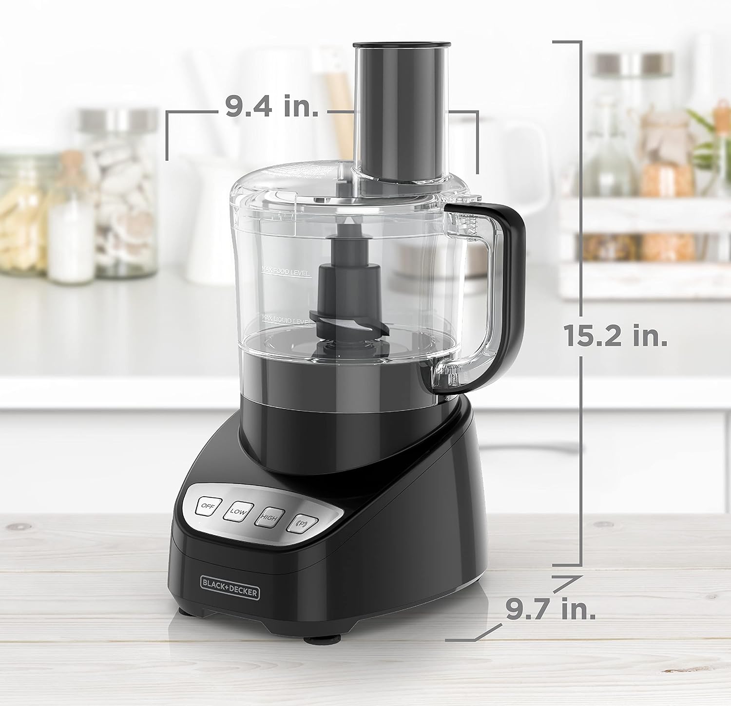 BLACK+DECKER Food Processor and Vegetable Chopper, Stainless Steel Blade, 8-Cup Capacity, 450W Power with Attachments to Shred, Slice, Mince, Grind, and Puree