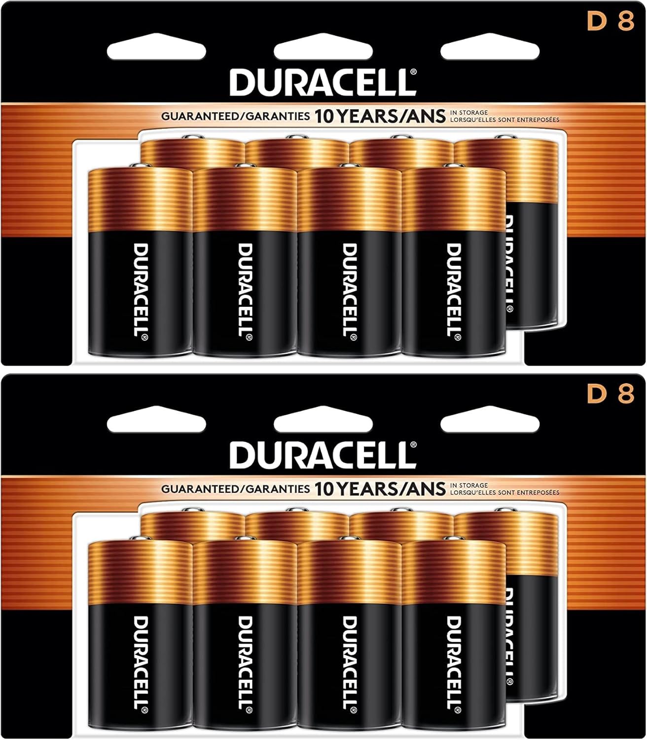 Duracell Coppertop D Batteries, 8 Count Pack, D Battery with Long-lasting Power, All-Purpose Alkaline D Battery for Household and Office Devices
