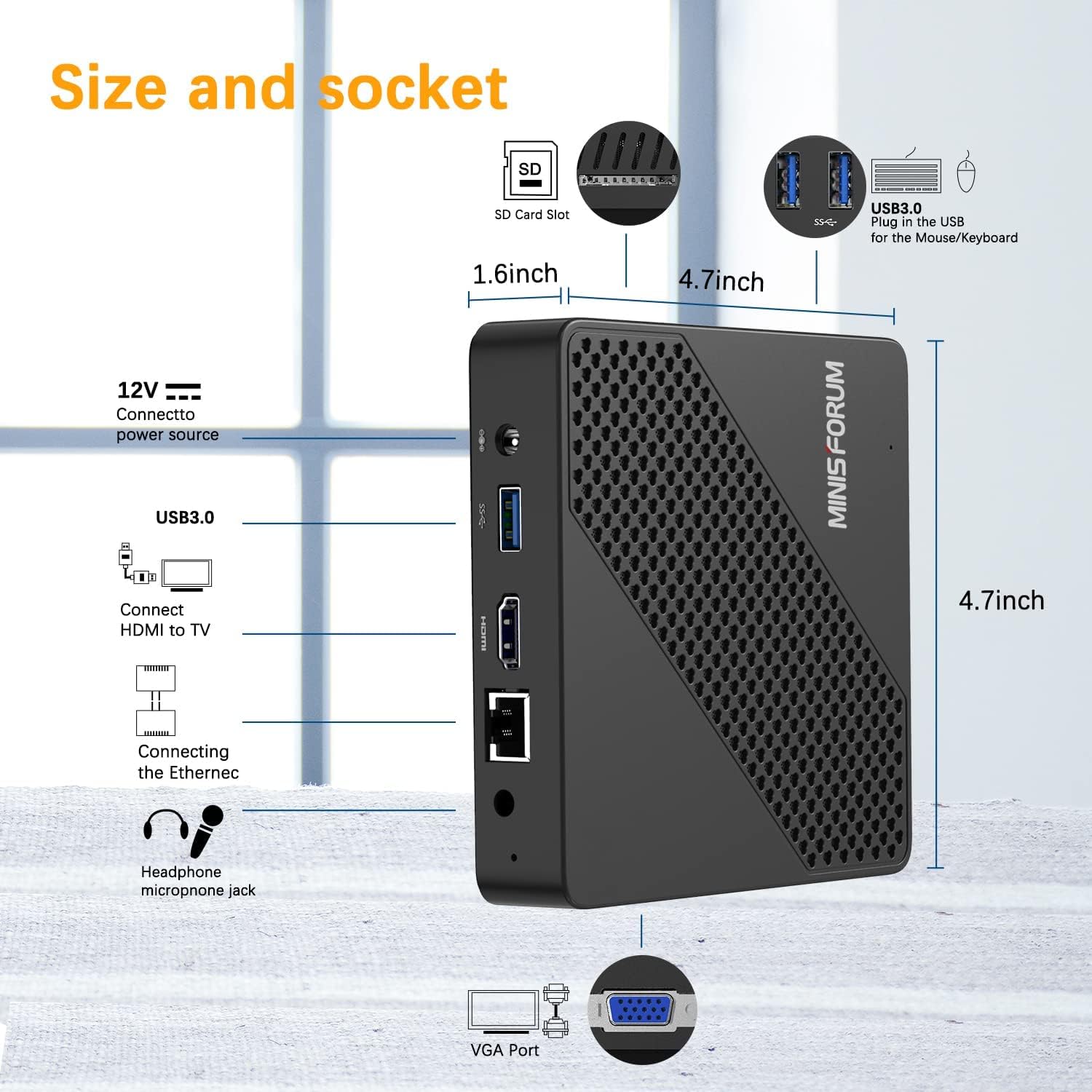 COOFUN Z83-W Mini PC, Atom x5-Z8350 Processor 2GB/32GB 1000Mbps LAN 2.4/5.8G Dual Band WiFi BT 4.0 with HDMI and VGA Ports, Windows 10,Fanless Computer