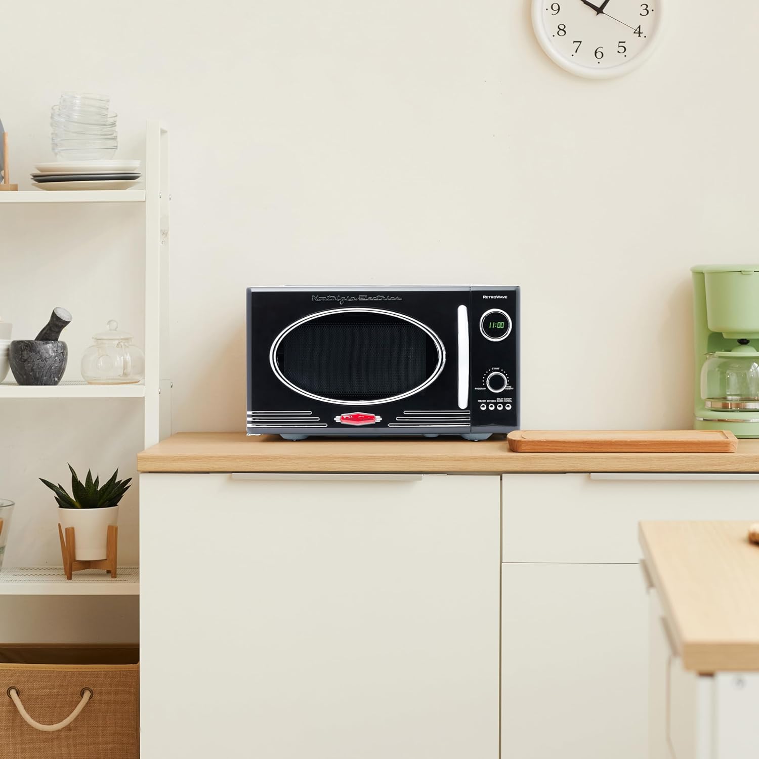 Nostalgia Retro Compact Countertop Microwave Oven - 0.7 Cu. Ft. - 700-Watts with LED Digital Display - Child Lock - Easy Clean Interior - Aqua