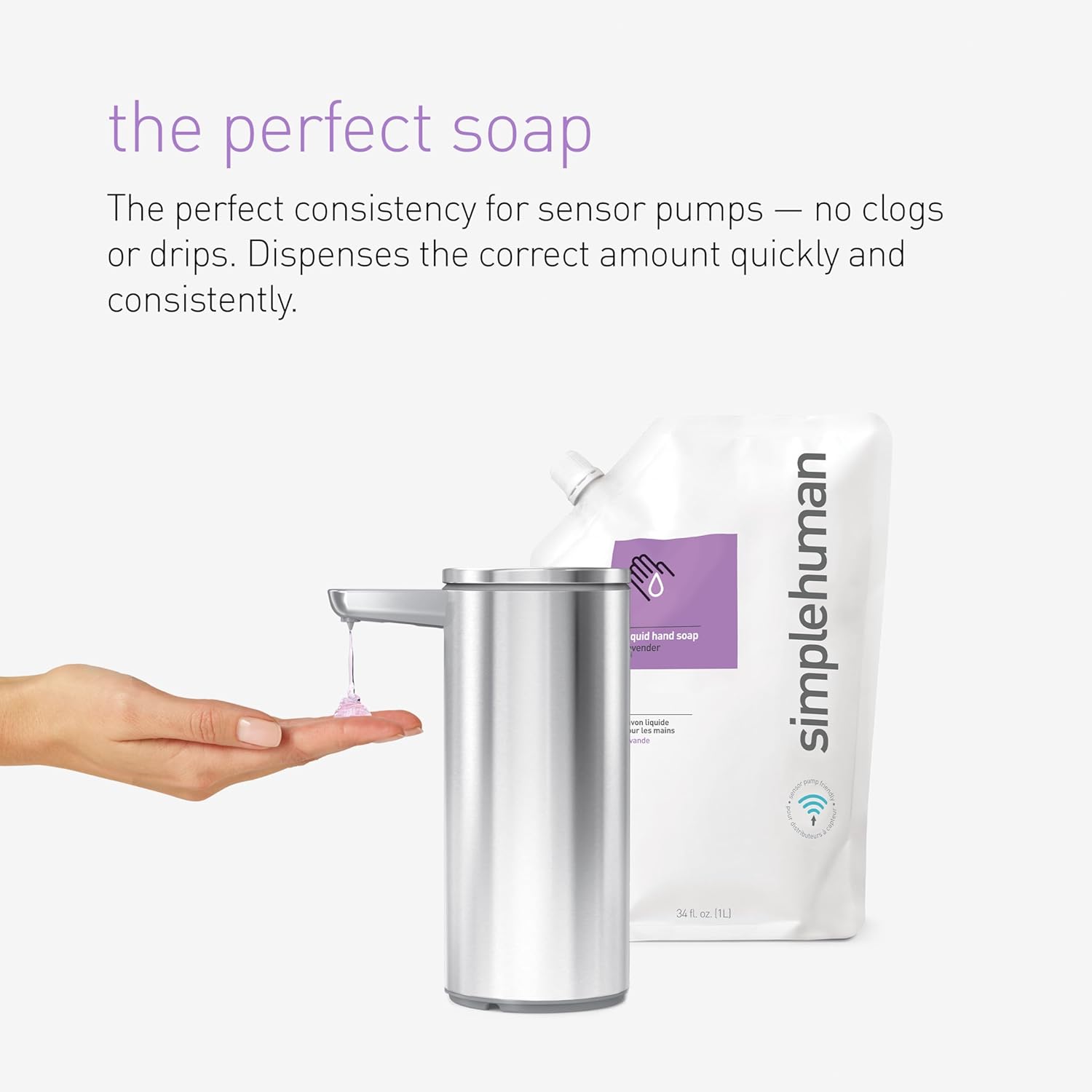 simplehuman Lavender Moisturizing Liquid Hand Soap Refill Pouch, 34 Fl. Oz.