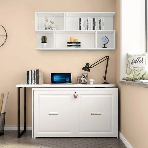 Telescopic and Rotating Corner Computer Desk with Folding Bed