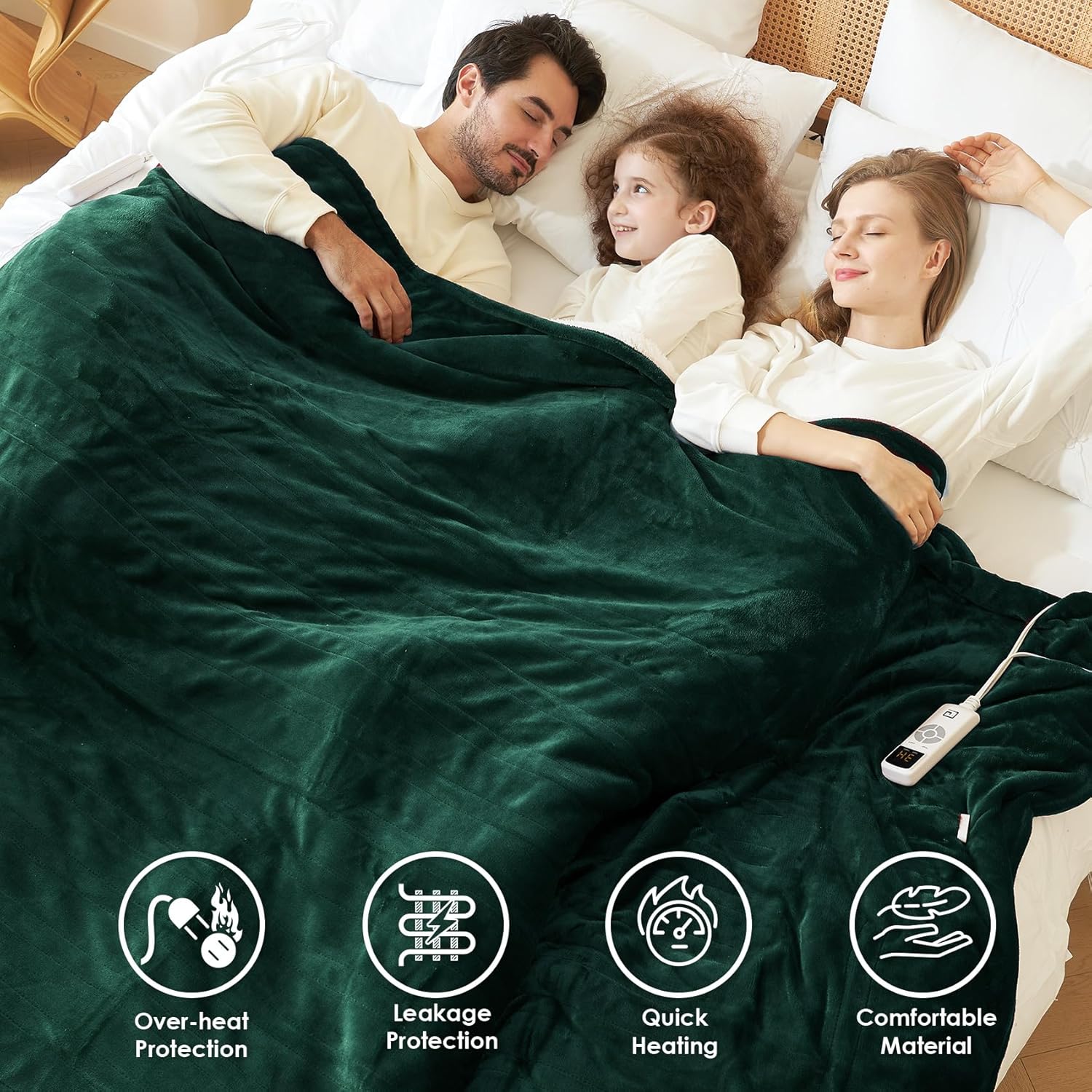 EHEYCIGA Heated Blanket Electric Blanket Throw - Heating Blanket with 9 Heating Levels & 10 Hours Auto Off, Soft Cozy Sherpa Washable Blanket with Fast Heating, 50 x 60 Inches