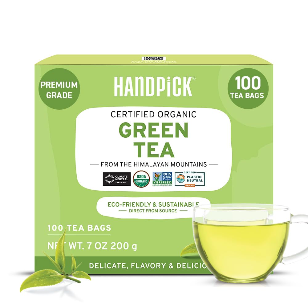 HANDPICK, Peppermint Tea, Eco-Conscious Tea Bags - 100 Count | Caffeine Free, Non-GMO | Minty, Fresh & Cool flavor | Direct From Source
