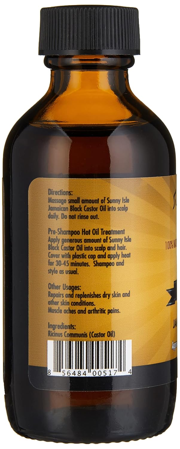 Sunny Isle Jamaican Black Castor Oil 4oz | 100% Natural Treatment for Hair, Scalp and Skin