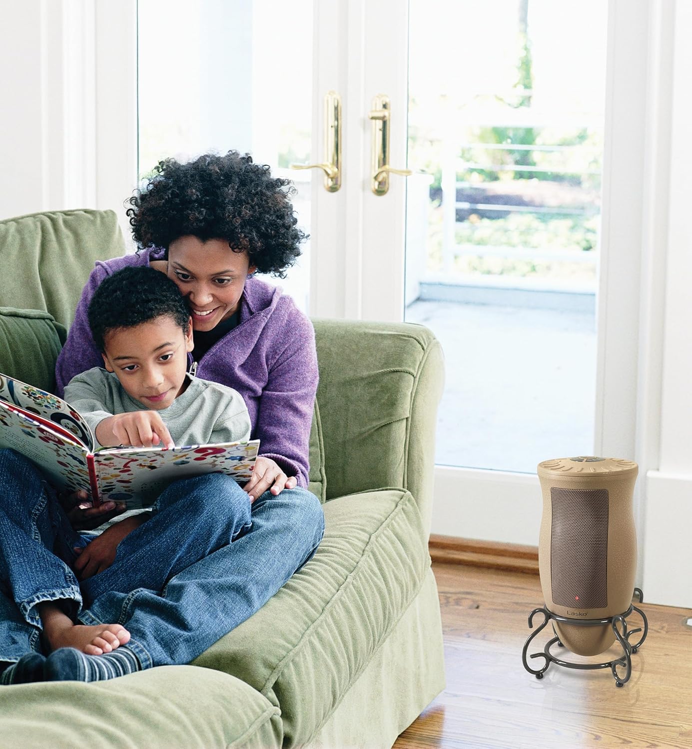 Lasko Oscillating Designer Series Ceramic Space Heater for Home with Adjustable Thermostat, Timer and 2-Speeds, 16 Inches, 1500W, Beige, 6405