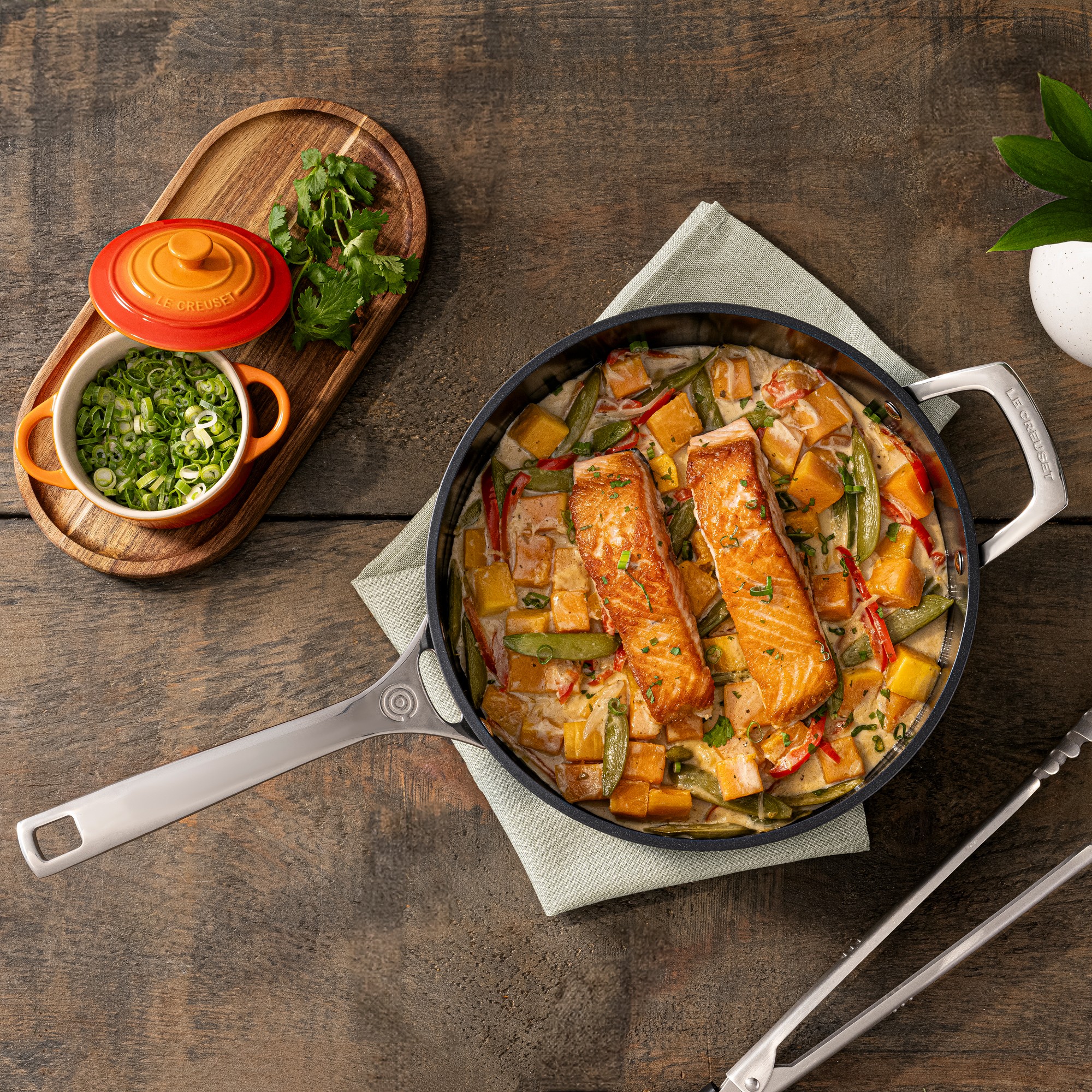 Le Creuset Ceramic Nonstick Saute Pan with Glass Lid, 4 1/4-Qt.