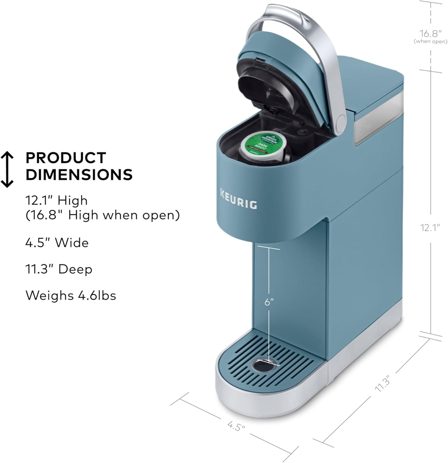 Keurig K-Mini Plus Single Serve K-Cup Pod Coffee Maker, with 6 to 12oz Brew Size, Stores up to 9 K-Cup Pods, Travel Mug Friendly, Matte Black