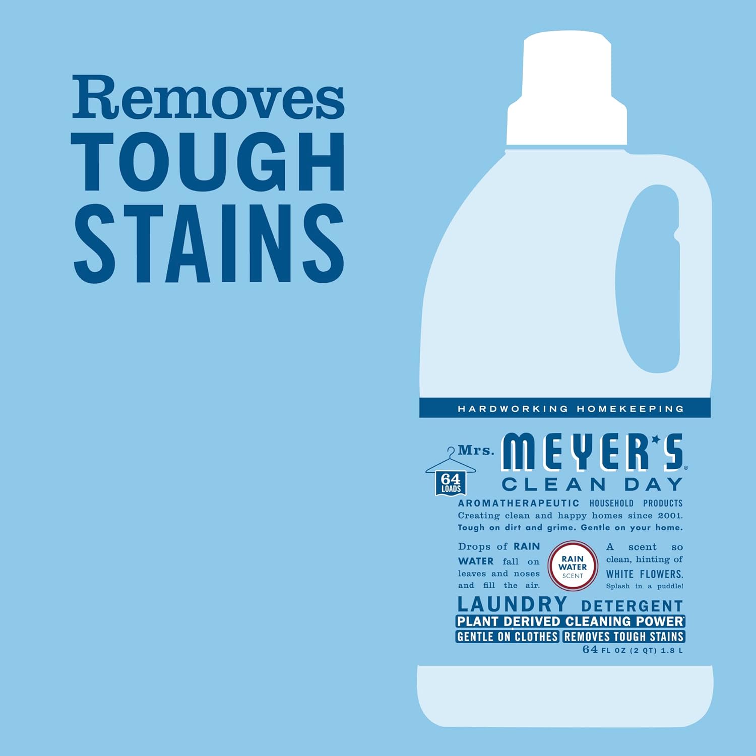 MRS. MEYER'S CLEAN DAY Liquid Laundry Detergent, Biodegradable Formula Infused with Essential Oils, Lavender, 64 oz (64 Loads)