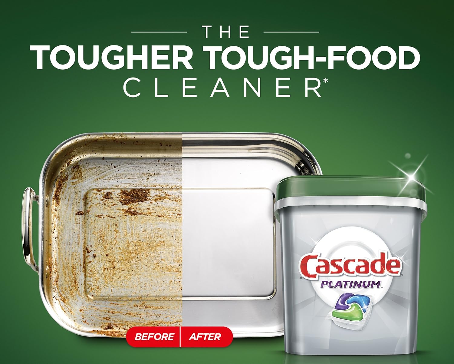 Cascade Platinum Dishwasher Pods, Detergent, Soap Pods, Actionpacs with Dishwasher Cleaner and Deodorizer Action, Fresh, 62 Count