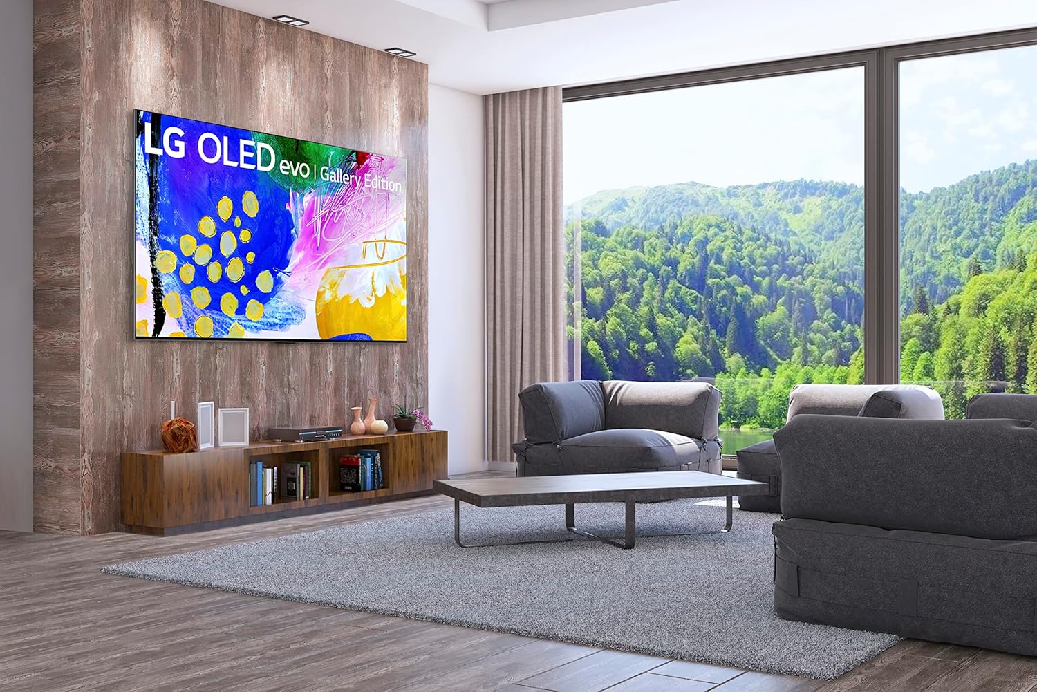 LG 97-Inch Class OLED evo Gallery Edition G2 Series Alexa Built-in 4K Smart TV, 120Hz Refresh Rate, AI-Powered, Dolby Vision IQ and Atmos, WiSA Ready, Cloud Gaming (OLED97G2PUA, 2022)