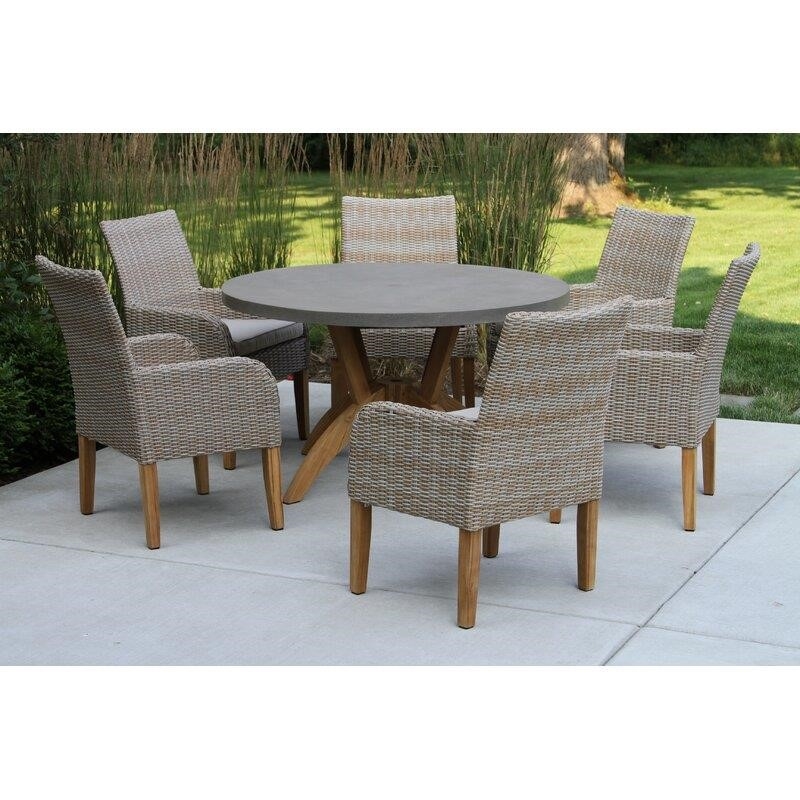 Carter Round 6 - Person 52'' Long Teak Dining Set with Cushions